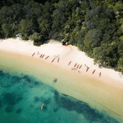 a group of people in a body of water