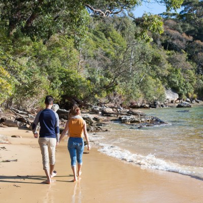 Couple walking on the beach