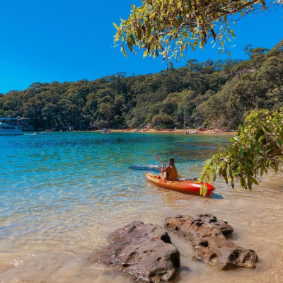 a group of people on a beach near a body of water